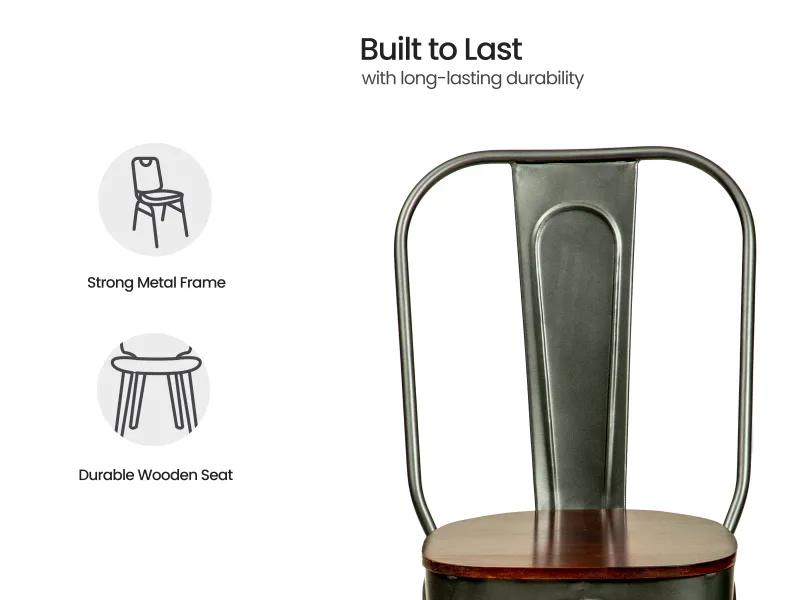 Daisy Chair   Metal Frame and Wooden Top